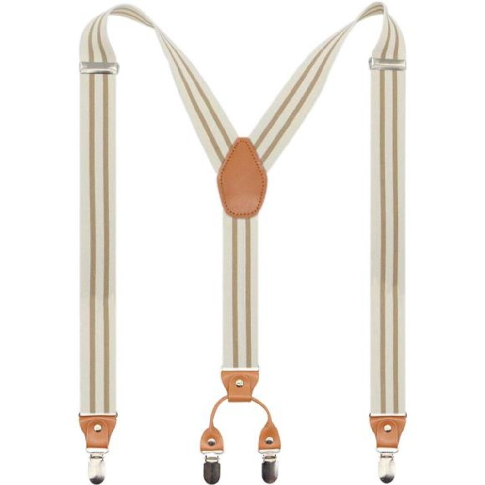 Men’s Y-Back 4 Metal Clip Elastic Wide Suspenders Perfect For Both